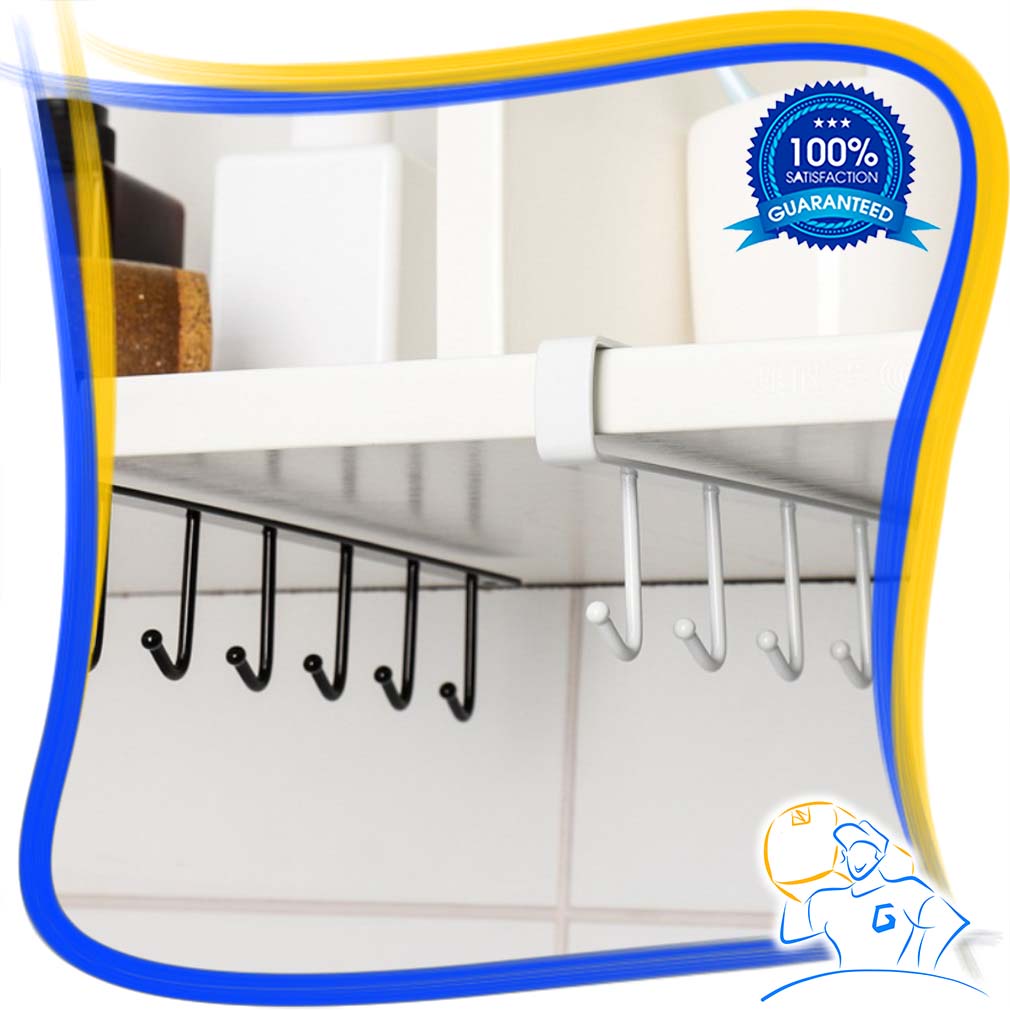 Gantungan Dapur Serbaguna Slip 6 Kait Besi Hanger Hook Cantolan Rak Spatula Panci Wajan Gelas