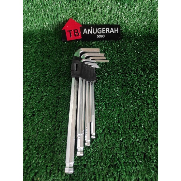 KUNCI L SET PANJANG - 9PCS (CHROME VANADIUM STEEL)
