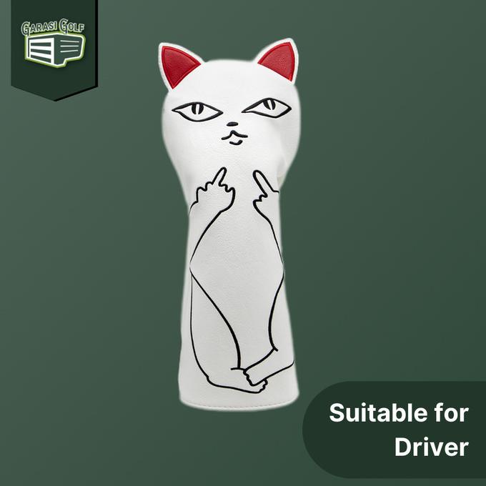 [[COD]] White Naughty Cat Driver Head Cover Golf - Sarung Stick Club Headcover TERJAMIN Kode 129