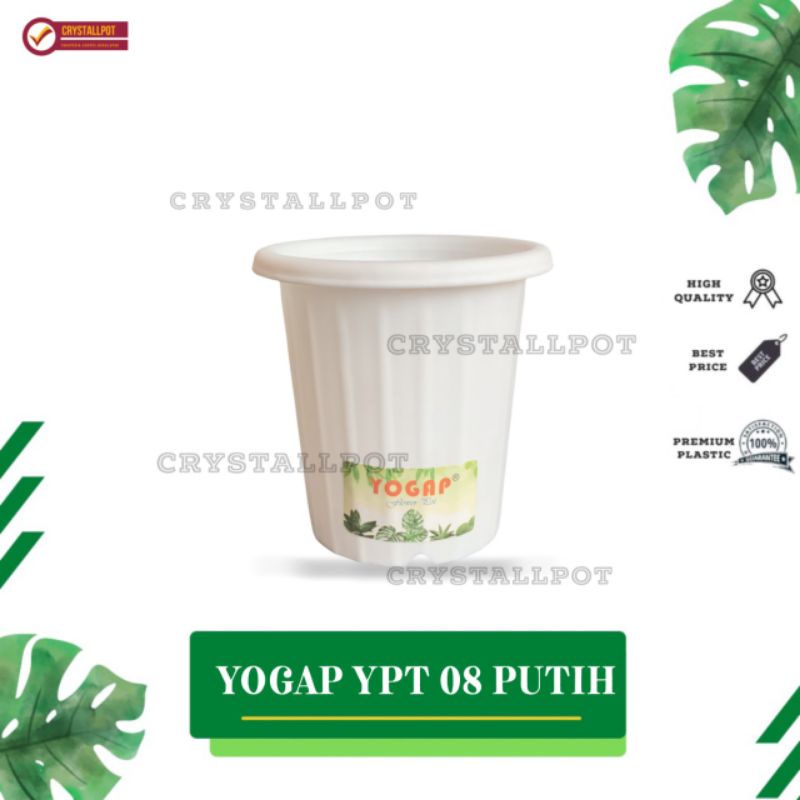 pot bunga tanaman tinggi yogap 9,5cm YPT 8 putih - bahan tebal