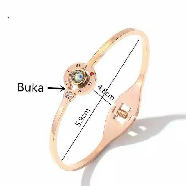 Gelang Tangan Titanium Wanita Proyeksi 100 Bahasa I Love You Angka Romawi Dalika