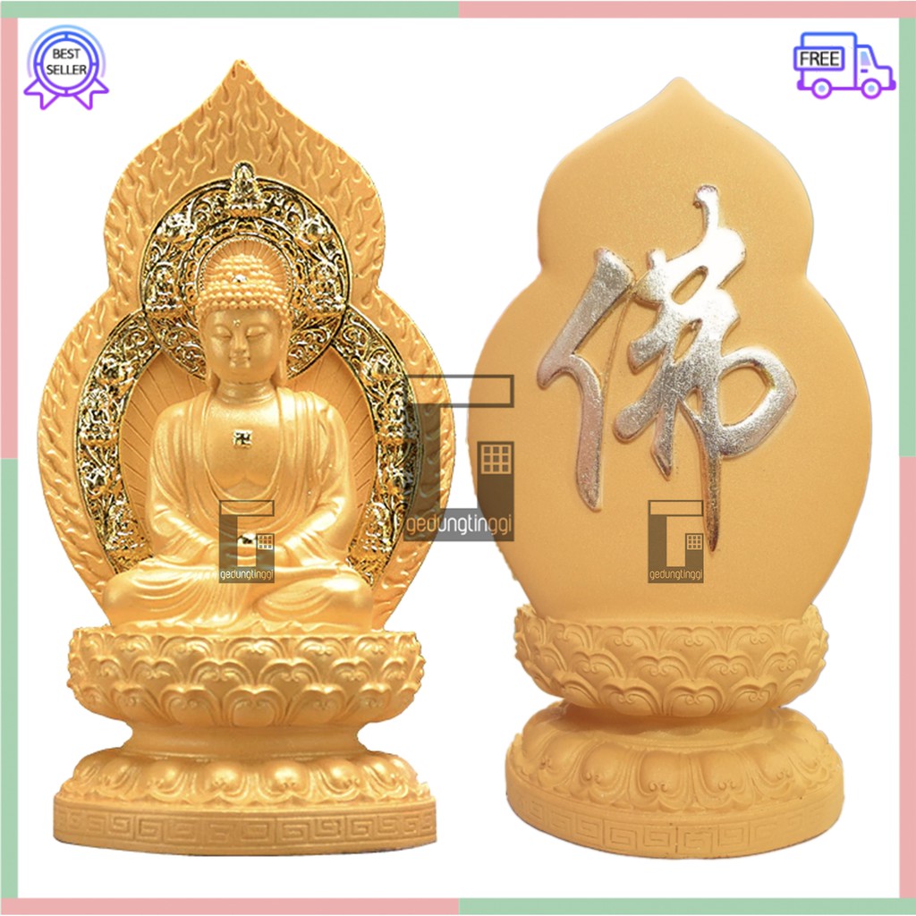 Patung Pajangan Hiasan Dekorasi Imlek Altar Meja Sembahyang Sembayang Maha Dewa Dewi Sang Buddha Budha Rupang Arca Pertapa Sakyamuni Shakyamuni Sakaymuni Sakaimuni Sidharta Siddharta Gautama Gotama Seciamonifo Amitabha Fengshui Gold Emas Hoki Cina China