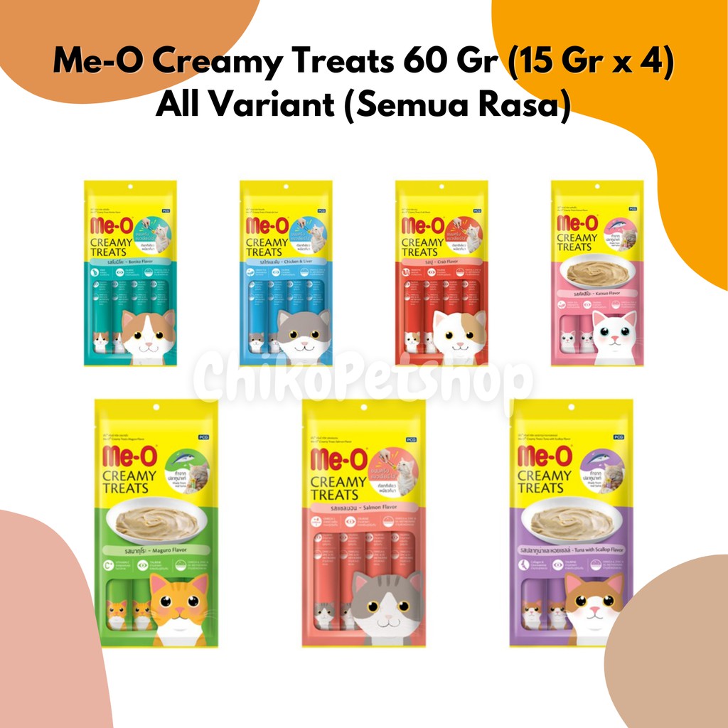 Snack kucing ME-O Creamy treats 15gr isi 4 pcs | MEO Creamy 15 gr