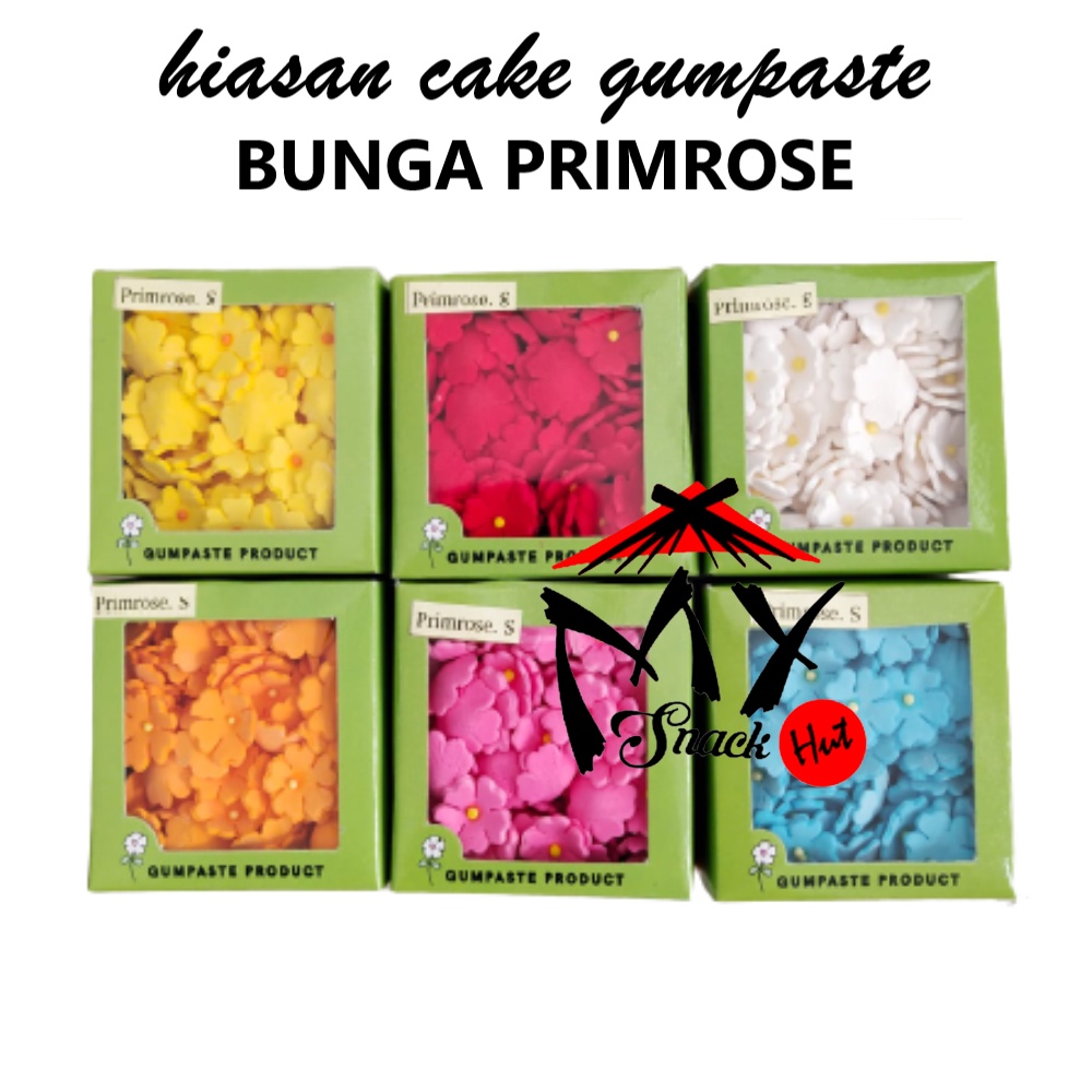 HIASAN BUNGA GUMPASTE 100PCS - KUE CAKE ICING DAISY PRIMROSE D MINI GUM PASTE FLOWER KECIL WARNA WARNI