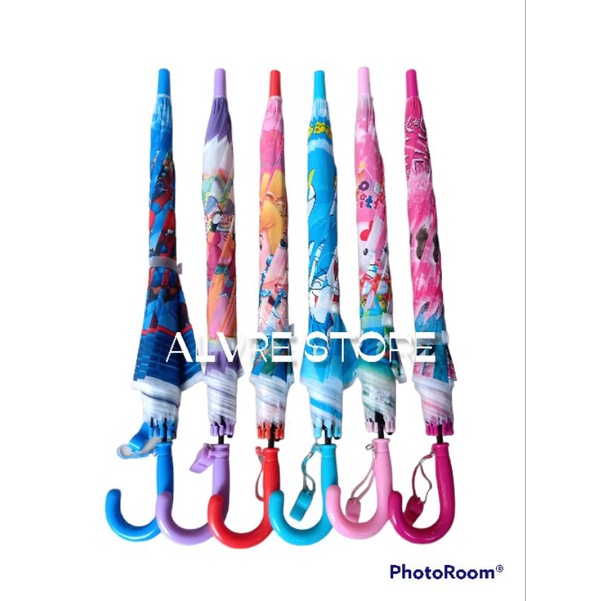 Payung Anak Karakter PVC Doff Full Print Ada Pluit - Payung Anak Lucu Kekinian Viral