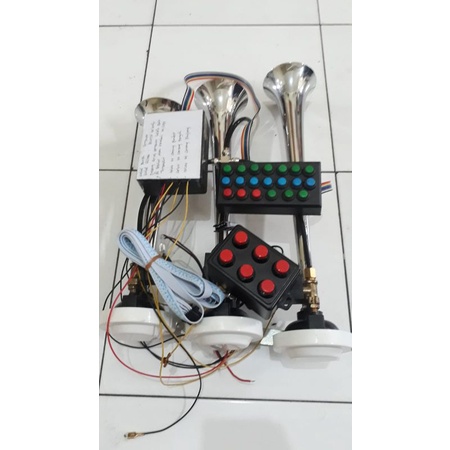 Paket Klakson TELOLET 3 Corong 20 tombol + 6 tombol 12/24 Volt