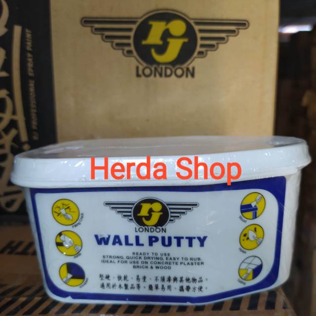 RJ Wall putty kemasan 1/2 kg dempul tembok, dempul plafon