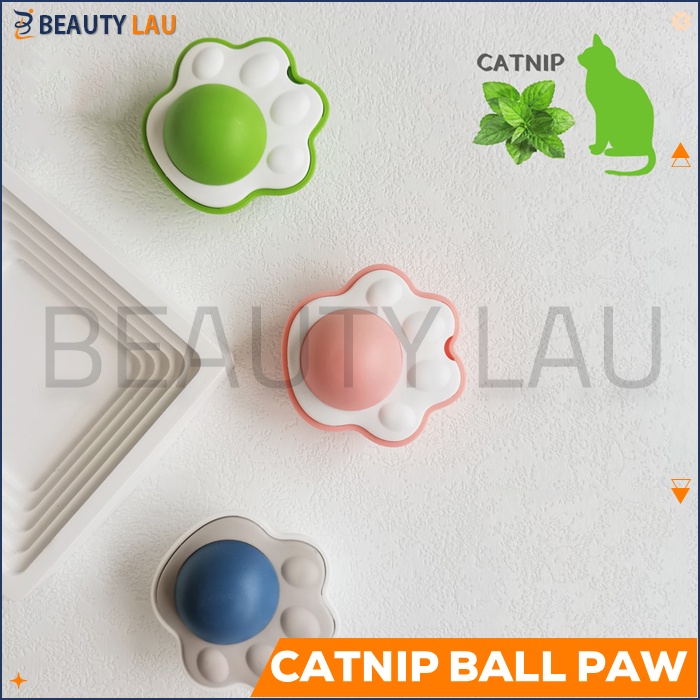 BOLA CATNIP KUCING BALL TEMPEL PUTAR PAW BENTUK KAKI CATMINT MAINAN KUCING ANTI STRESS DI RUMAH