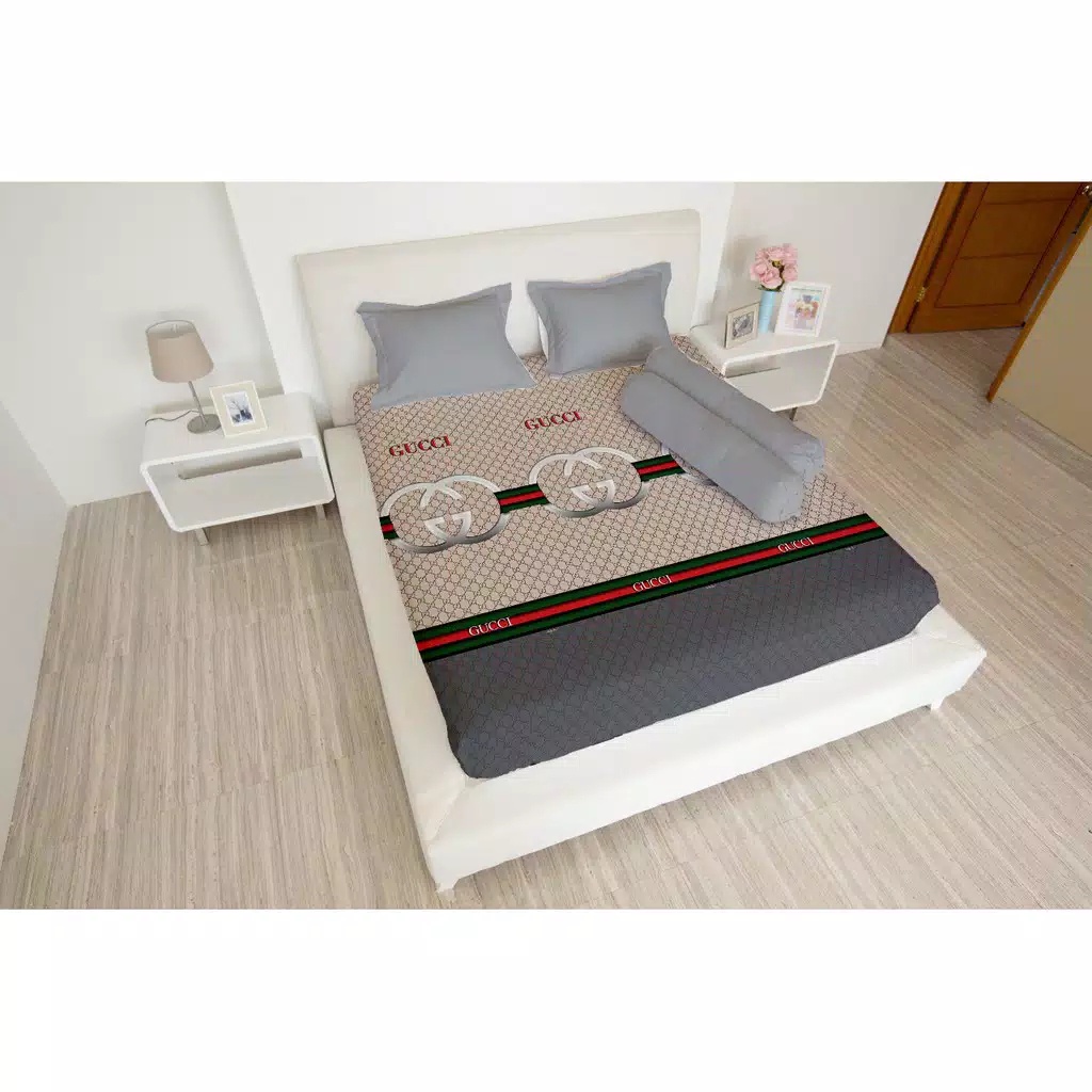 3in1 Sprei Lady Rose 3D Sarung Bantal 4 B4 Motif Louis Lv, Mu Red, Barcelona, Parisian, Chelsea Blue