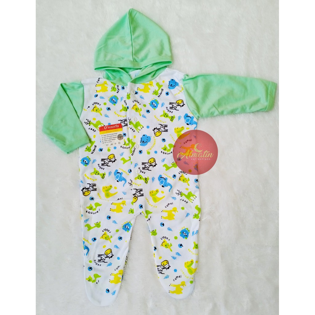 Jumpsuit/Sleepsuit Bayi D'noorfa Murah Motif Animal / Baju Kodok Newborn / TERMURAH Dapat 3 Pcs