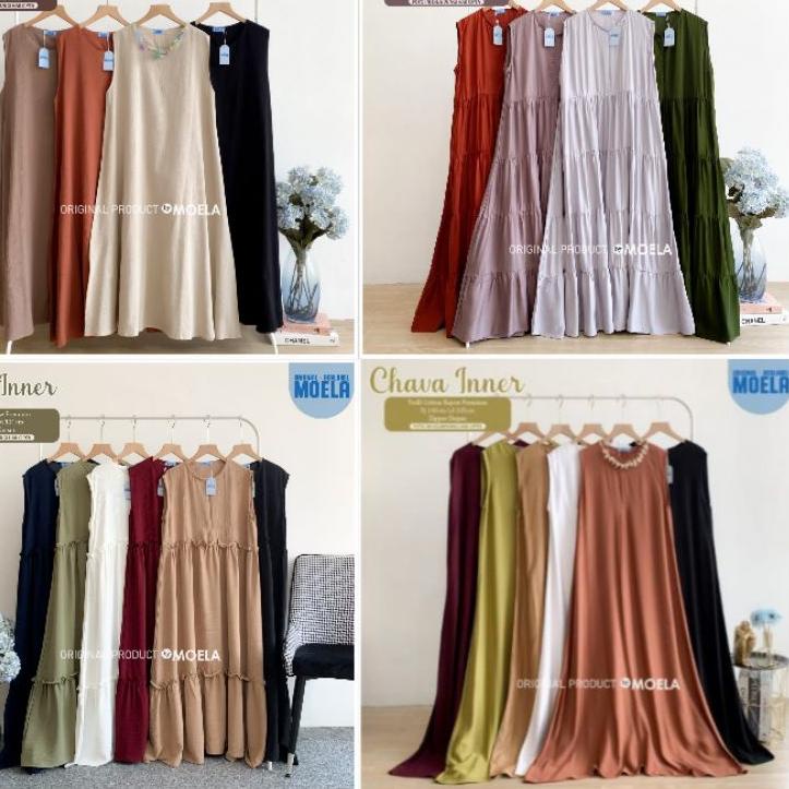 Muraaaahh.. SISY/JISY/HAVY/CHAVA/BASIC/INNER/BITI/RIFI  INNER DRESS RUFFLE KUTUNGAN DRESS MIDI TANPA