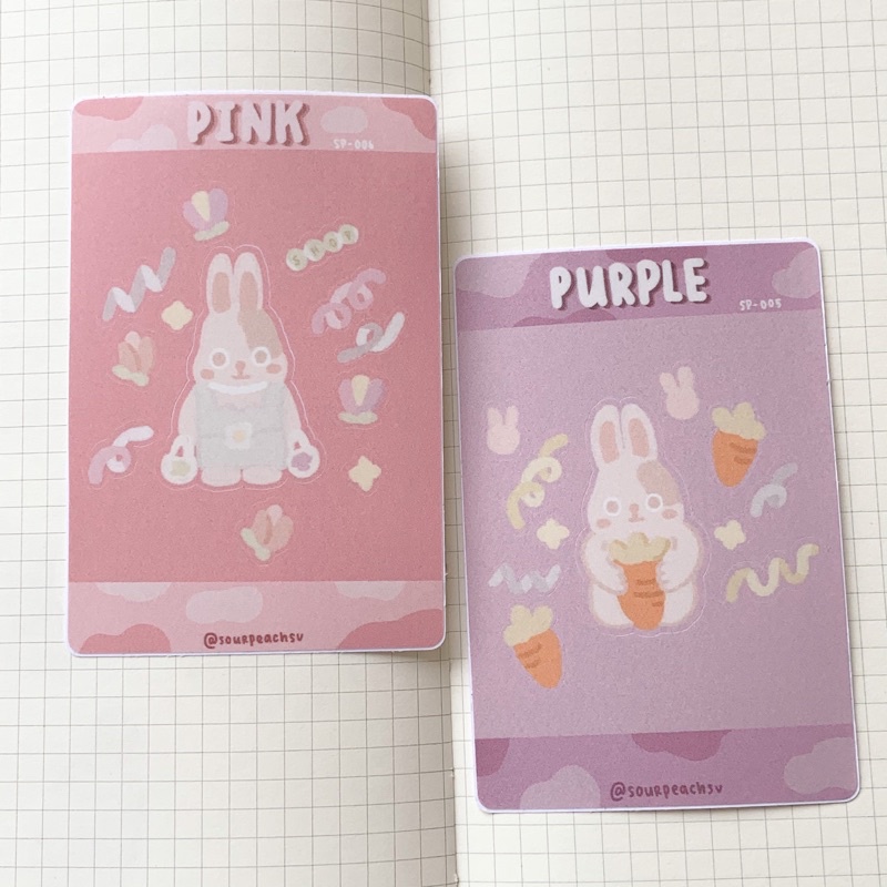 

Pink & Purple Bunny Stiker | Stiker Journal | Stiker sheet | Deco Sticker
