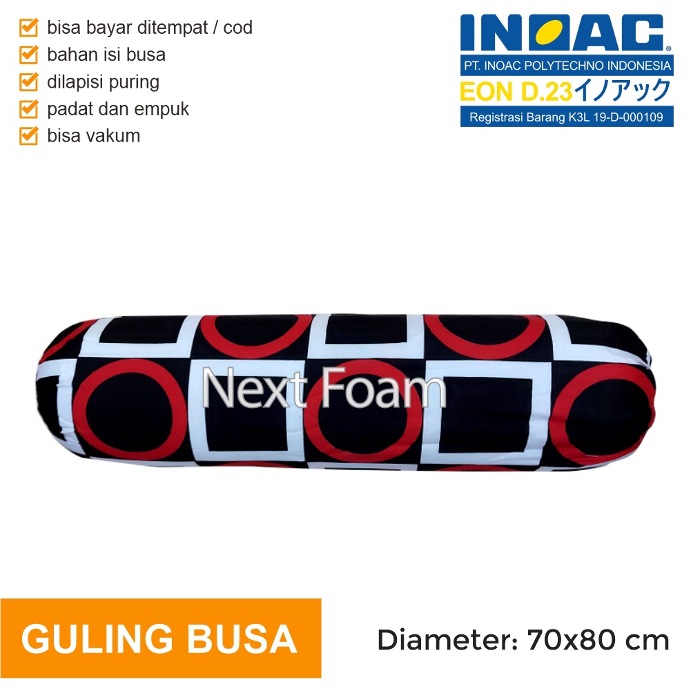 Guling Isi Busa Inoac Plus Cover / Guling Tidur Busa Empuk Berkualitas / Bantal Tidur Motif Dewasa - Karakter - Bunga