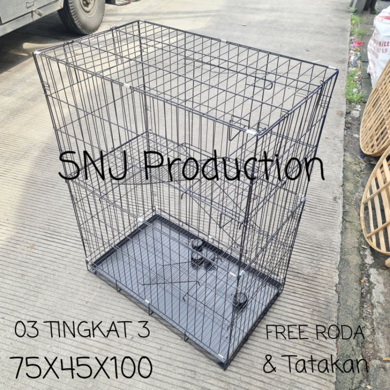 kandang Kucing Besi Lipat 03 Tingkat 3 75x45x100 Kandang Kelinci Kandang Anjing Kandang Reptil