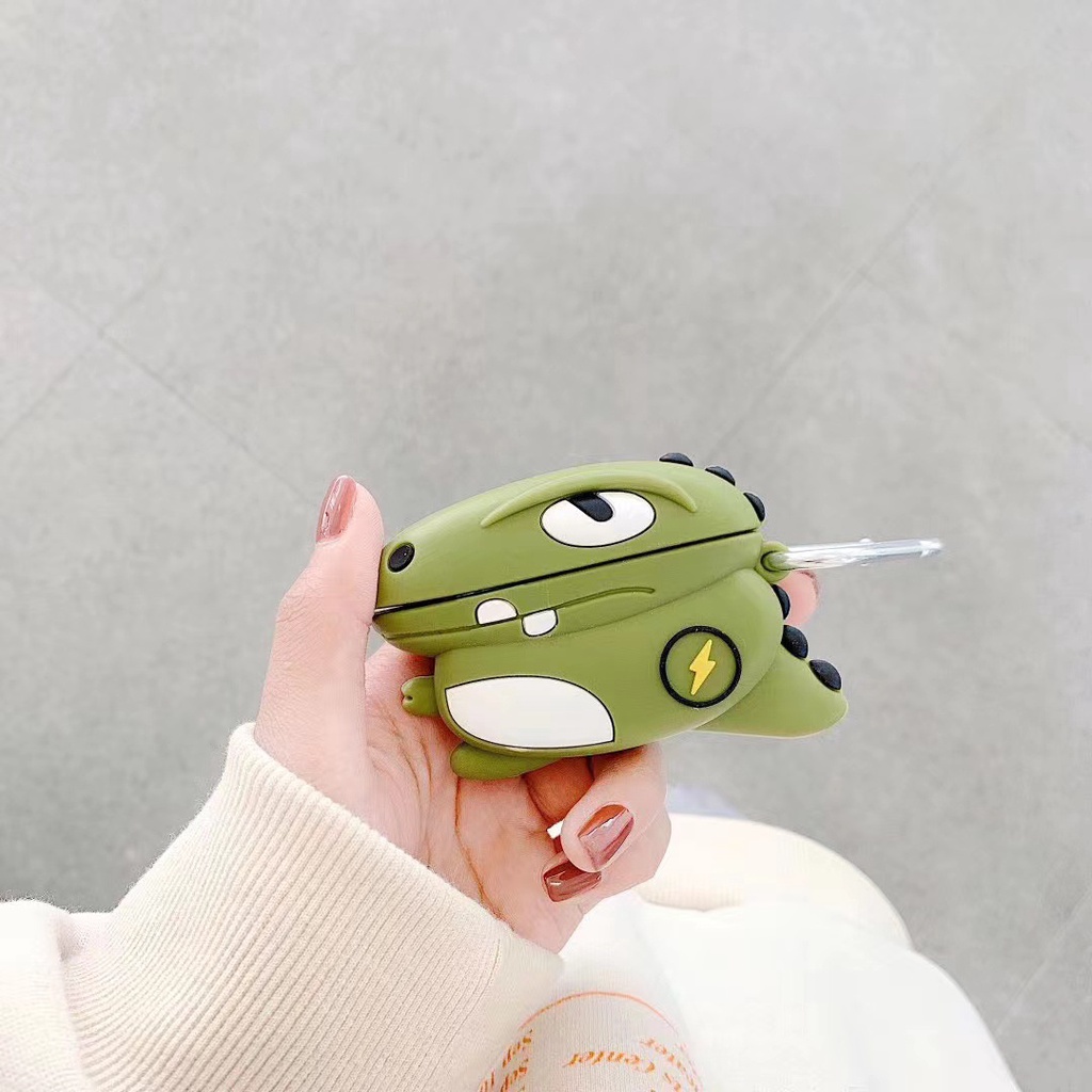 Case Penyimpanan Earphone Bluetooth Desain Kartun Dinosaurus Hijau Untuk Airpods 1 2 3 I13 pro Inpods 3 13 12 I12 I11 I9S I23