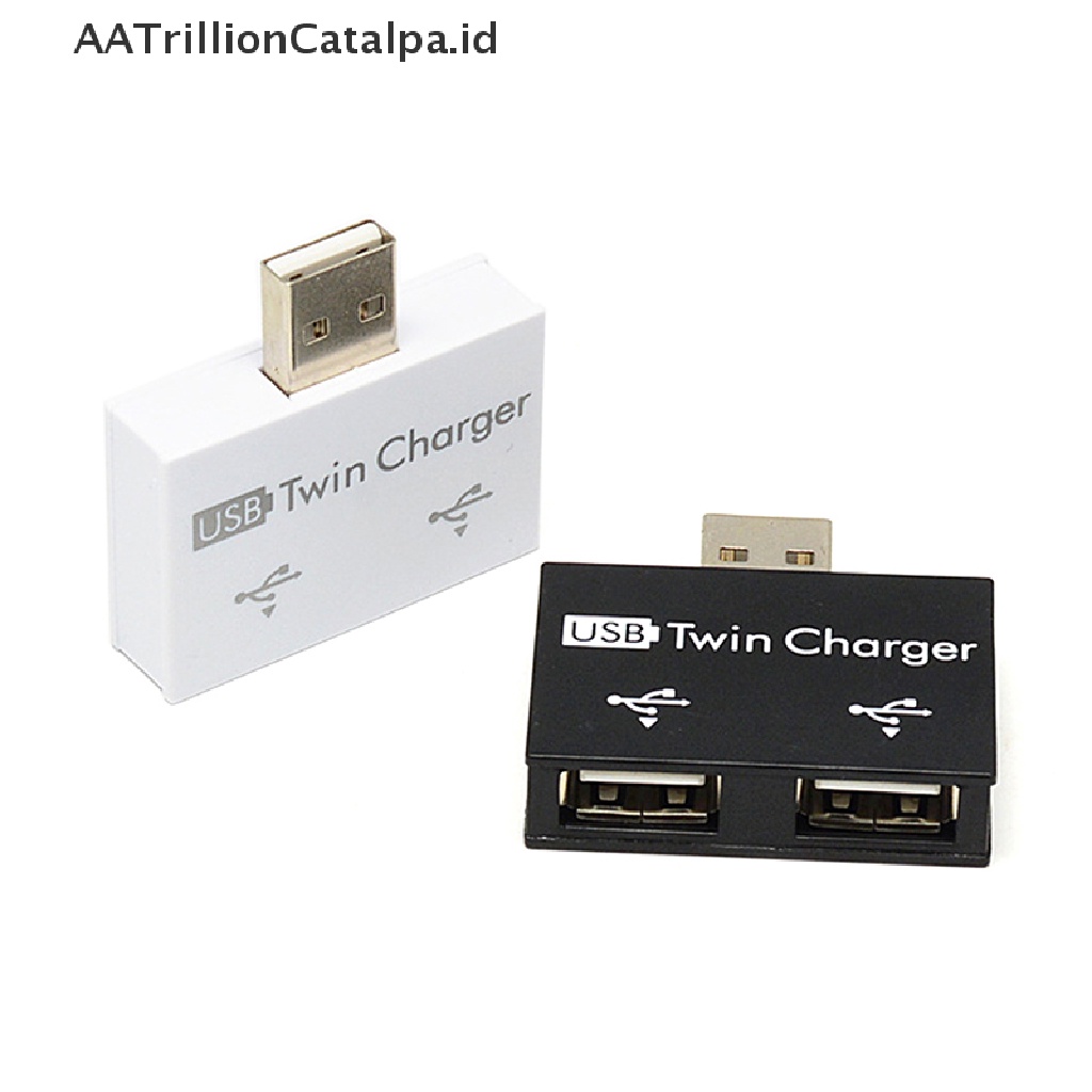 Adapter Konverter Splitter Hub Charger 2 Port USB 2.0 Male Ke Twin