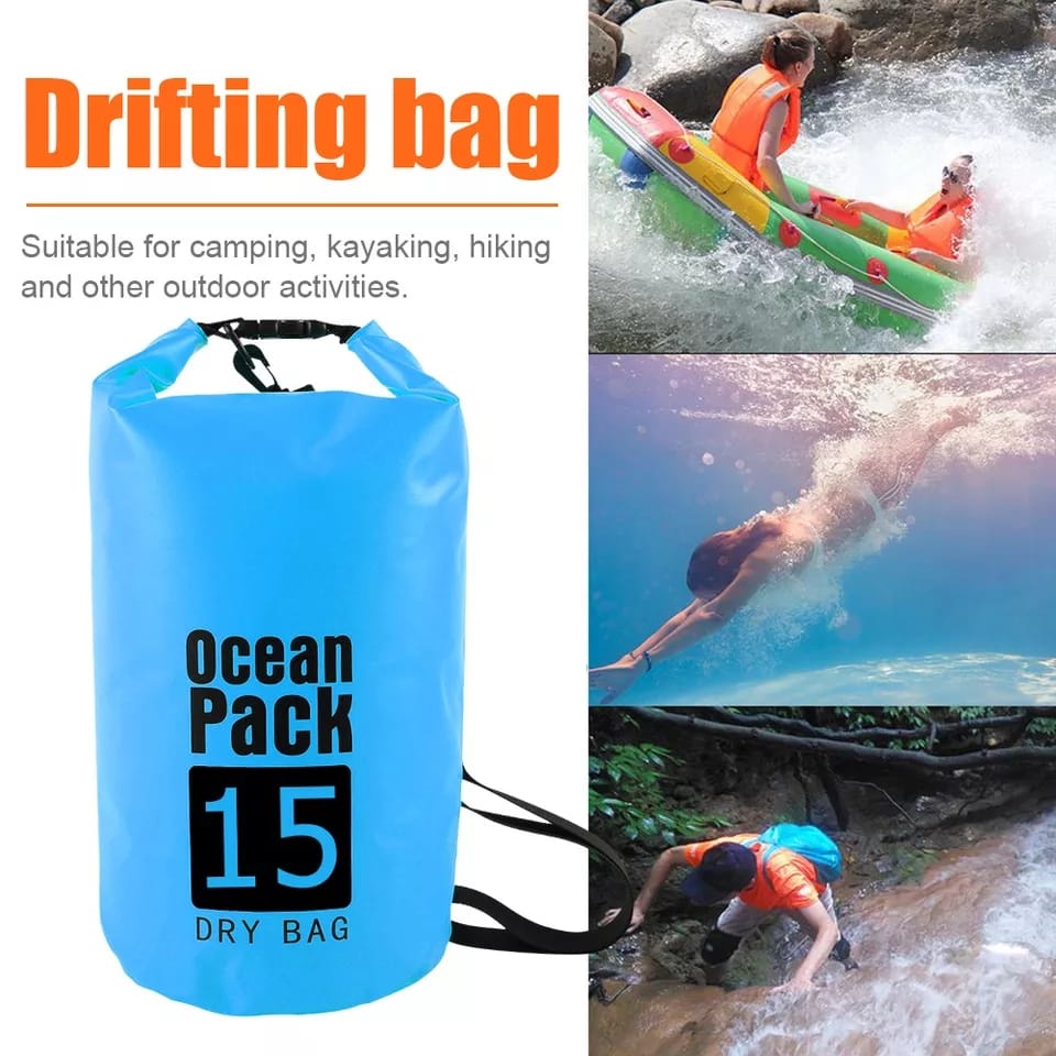 OCEAN PACK DRYBAG WATERPROOF TAS ANTI AIR 15L / 15 LITER  &lt; ADA 2 TALI  &gt;