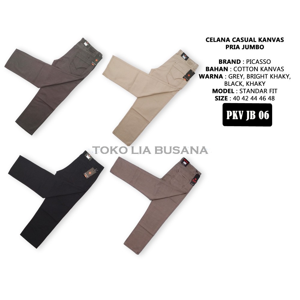  Celana  Casual Pria Standar Fit Bahan Kanvas Ukuran  Jumbo 