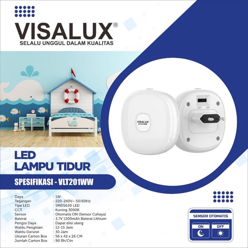 Lampu Tidur Led Sensor Otomatis On Off Visalux