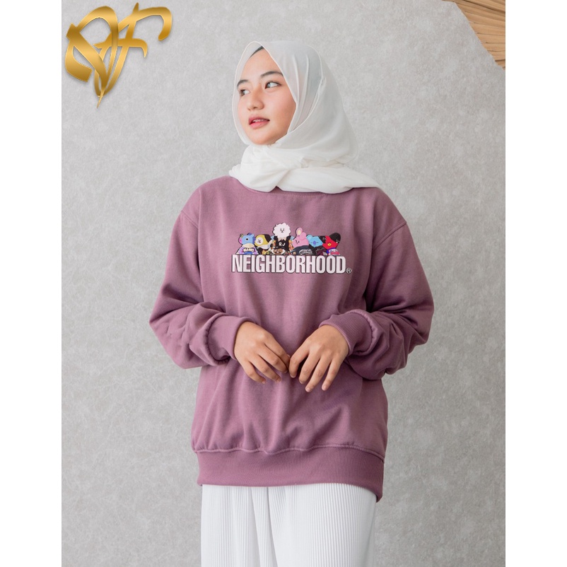 Sweater Neighborhood X BTS BT21 Pria &amp; Wanita | Sweater Korea Style Fleece Cotton | Dhea Fashion