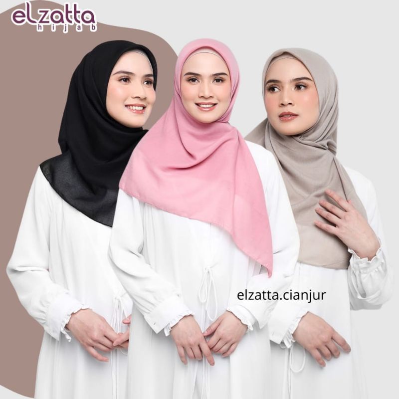 JILBAB ELZATTA HIJAB SEGI EMPAT POLOS TERBARU ELZATTA KEISHA SHAMORA BAHAN KATUN TERBARU