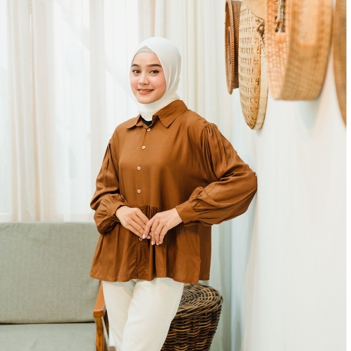 (DBY) KEMEJA GERLYNA OVERSIZE REMPEL ATASAN BLOUSE DAILY SHIRT OVERSIZE JUMBO