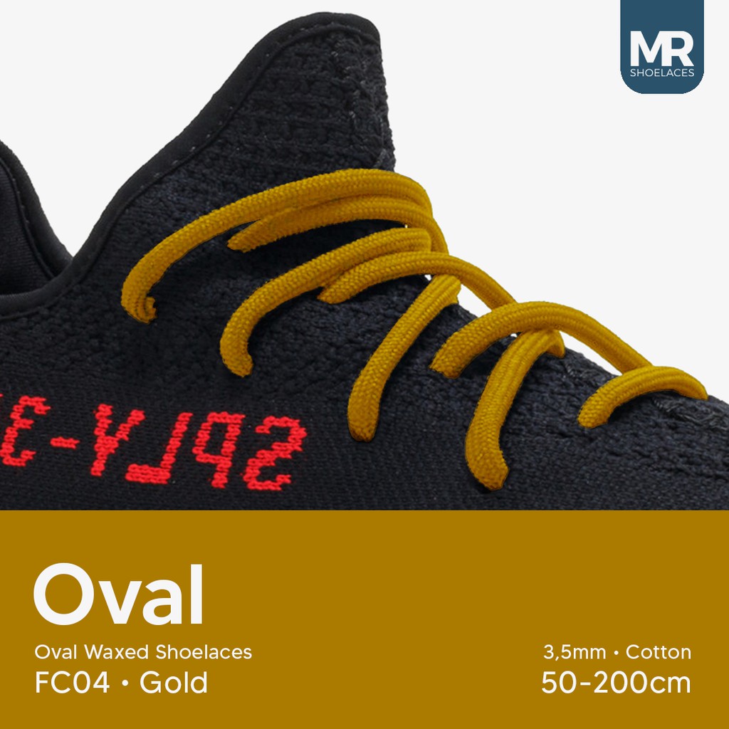 MR Shoelaces FC04 Emas GOLD Tali Sepatu Lilin Oval 3.5mm (Waxed Laces) 50cm 80cm 100cm 120cm 150cm 200cm - Premium Shoelace