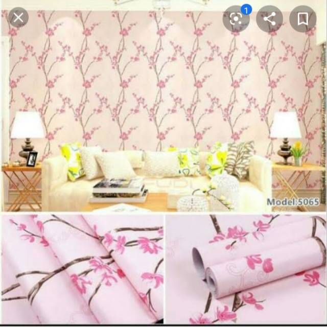 WALLPAPER STIKER DINDING MOTIF BUNGA SAKURA