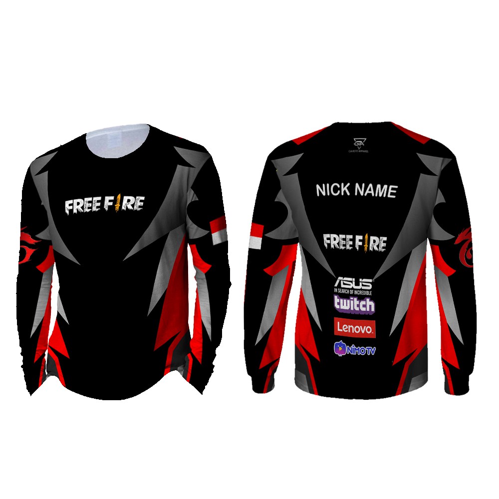 Download Kaos T Shirt Lengan Panjang Pria Esports Gamers Jersey Free Fire Art 3 3d Full Print Sublimation Shopee Indonesia Free Mockups