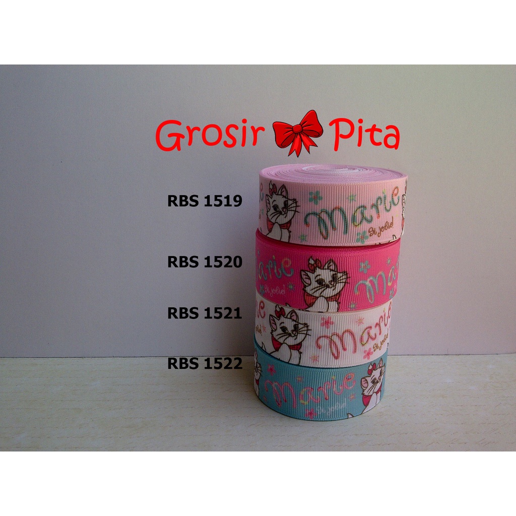 

(25 yard) Pita Grosgrain Motif Marie Cat RBS 1519,1520,1521,1522 | Toko Bahan Craft | Grosir Pita