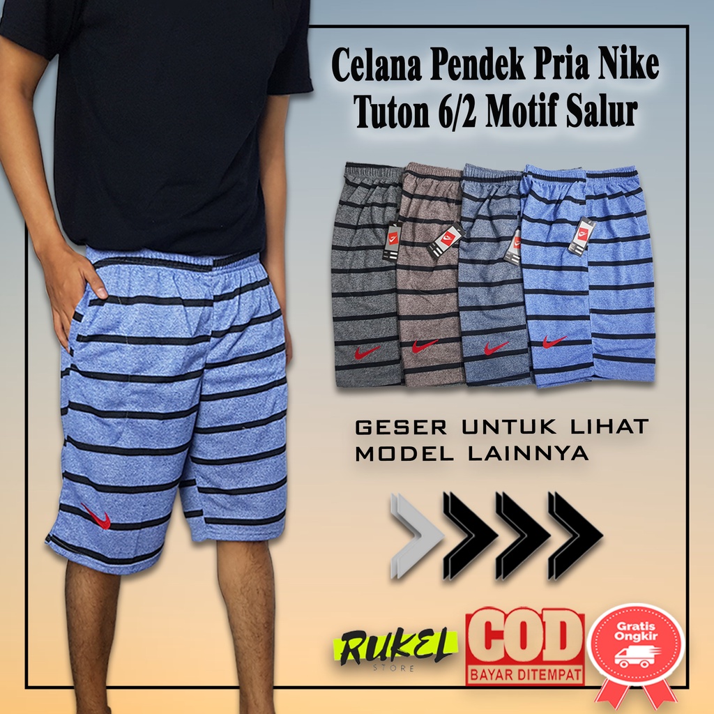 Celana Pendek Pria Boxer Kolor Santai Motif Tuton Salur Bahan Baby Terry Ukuran All Size Dewasa  -62-NK.TTN.SLR