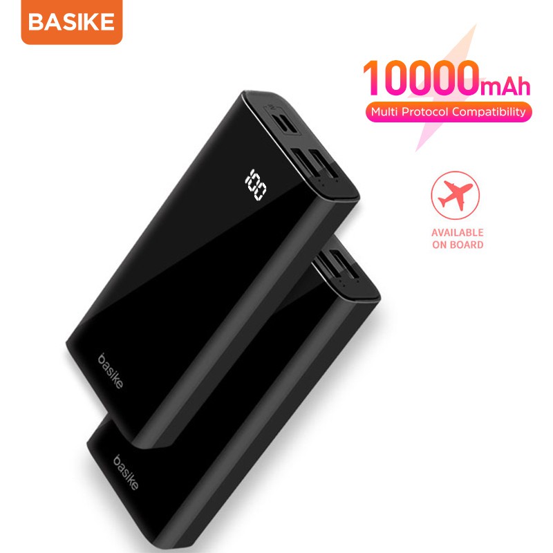 PowerBank Fast Charging Murah Mini Power Bank Dual USB LED 10000 mAh Iphone Xiaomi Samsung BASIKE