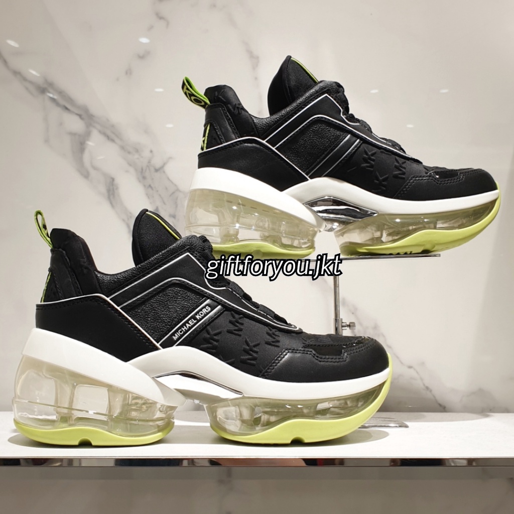 Michael Kors Sepatu Wanita Original Women Shoes Olympia Extreme Black Multi Trainer Sneakers Trainer