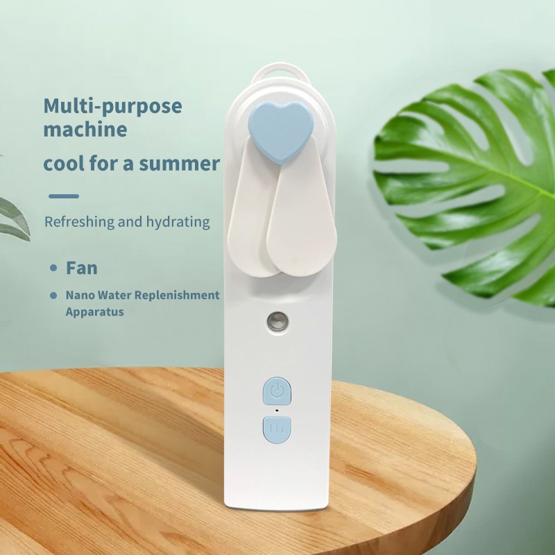 【COD/Pengiriman Cepat】Kipas Genggam Multifungsi Angin 2 in 1 dengan Humidifier Pocket Fan  Nano Spray Kipas Humidifier Pocket Fan USB Rechargeable Kipas Angin Mini Perawatan Wajah  Moisturizing And Hydrating Air Humidifier Aroma Difusier Essential Oil