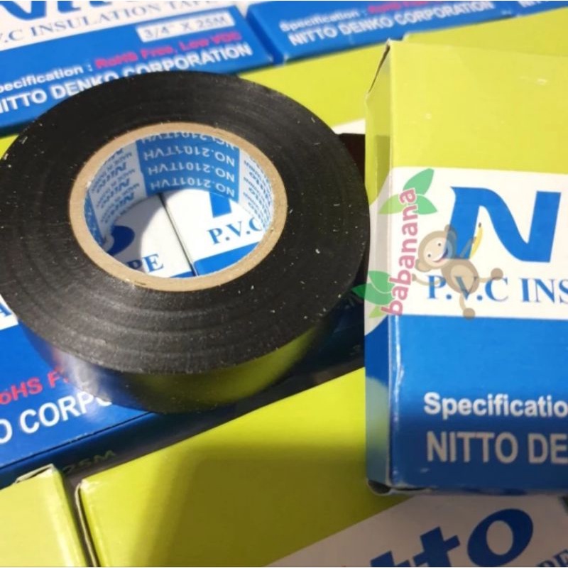 Isolasi Listrik Nitto 3/4 inch x 25 meter hitam electrical tape lakban