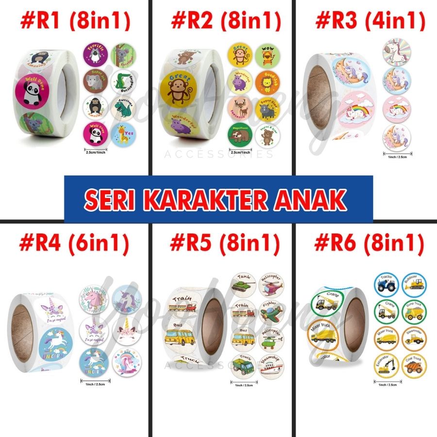 

YooHaeng [ECER 10pc] Stiker Reward Mainan Anak Cewek Cowok Unicorn Animal Transportasi Bulat