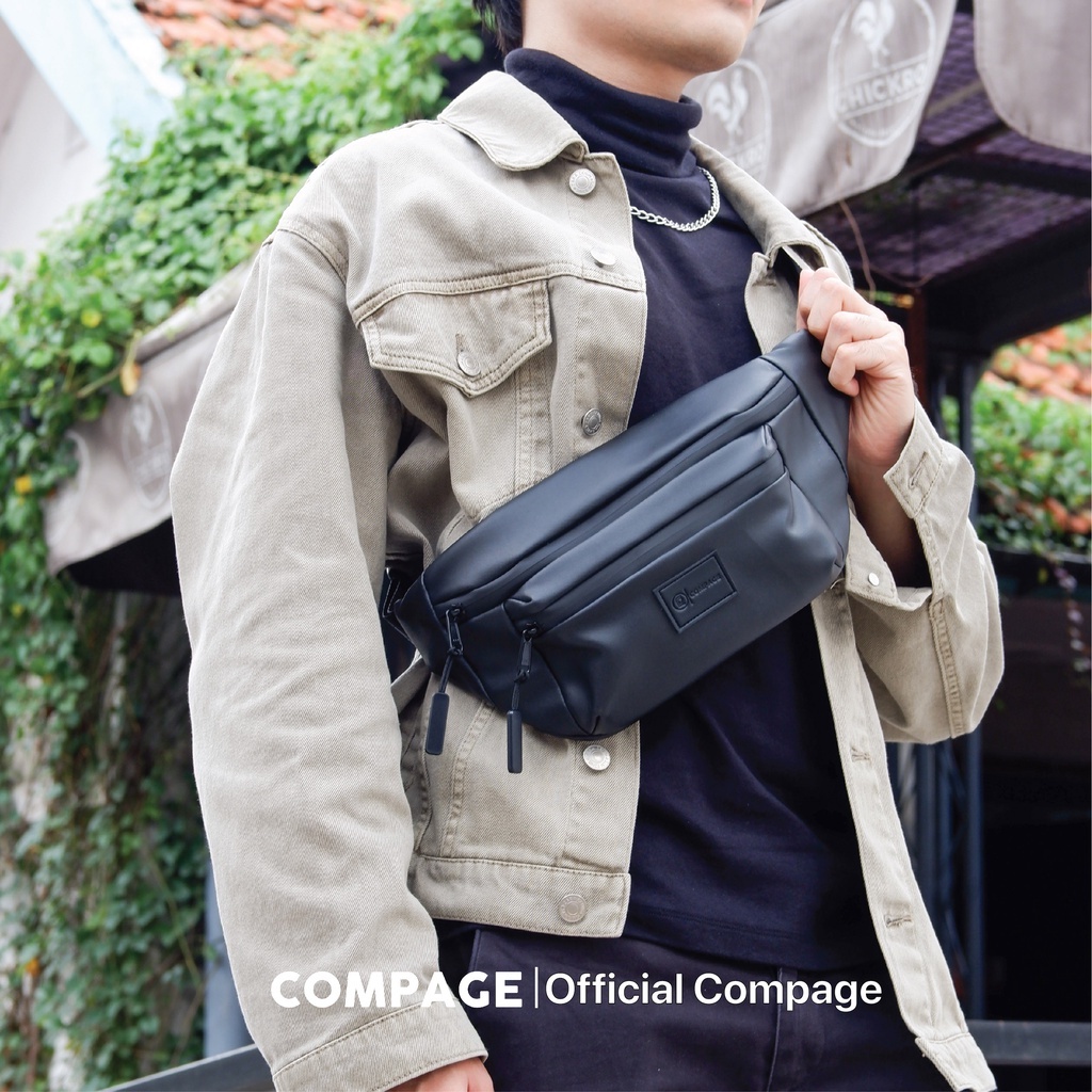 compage official   raksaka waist bag   sling bag pria wanita waterproof