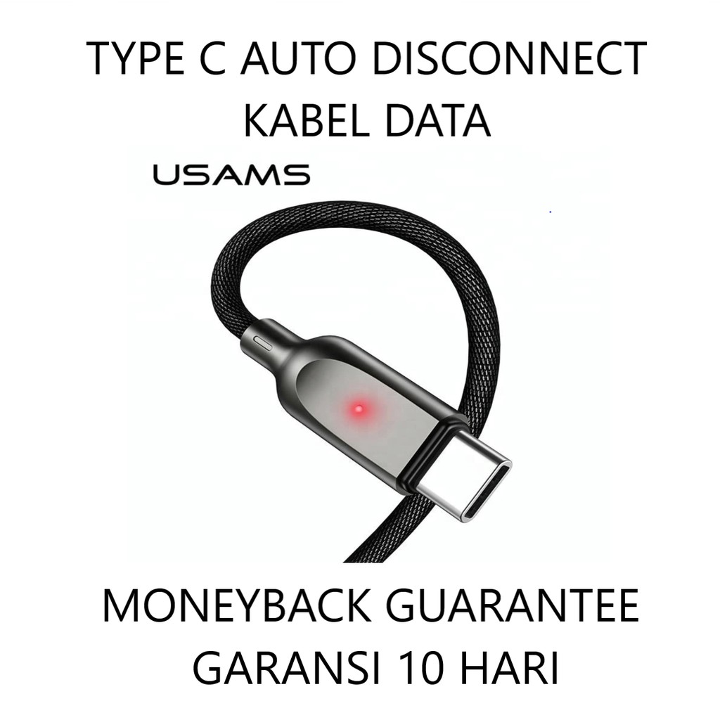 KABEL DATA TYPE C AUTO DISCONNECT USAMS fast charge charger USB CABLE 100% ORI