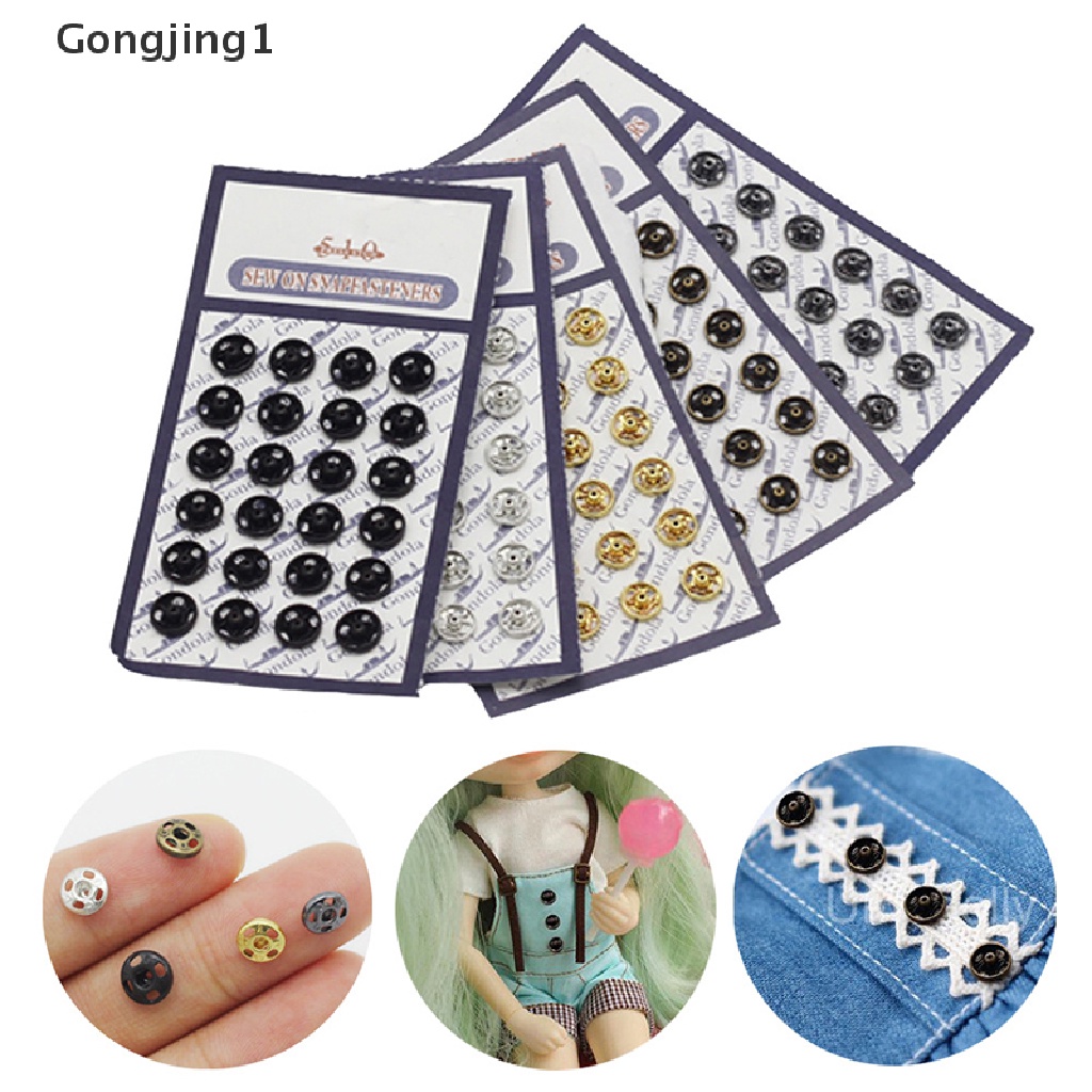 Gongjing1 24Pcs Kancing Mini Invisible Aksesoris Pakaian Boneka 1 / 6 DIY