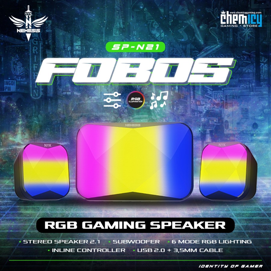 NYK SP-N21 Fobos RGB Gaming Speaker 2.1 with Subwoofer