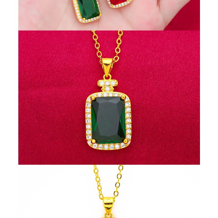 Kalung Liontin Botol Parfum Sapphire Ruby Lapis Emas Asli Kadar 375 Hias Berlian Gaya Bangkok