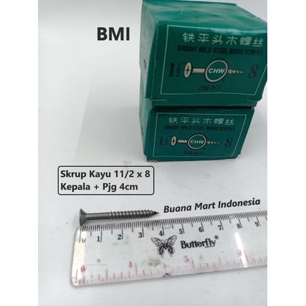 Skrup Kayu CHW 11/2 x 8 Plus (+) | Wood Screw CHW | Sekrup Kayu
