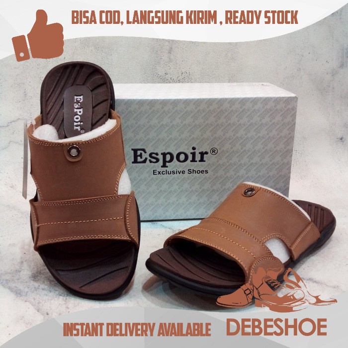 SANDAL KULIT PRIA ASLI ESPOIR MERCY O4 SANDAL PRIA SLIDE TAN SELOP SANDAL BAGUS BARU MURAH BISA COD