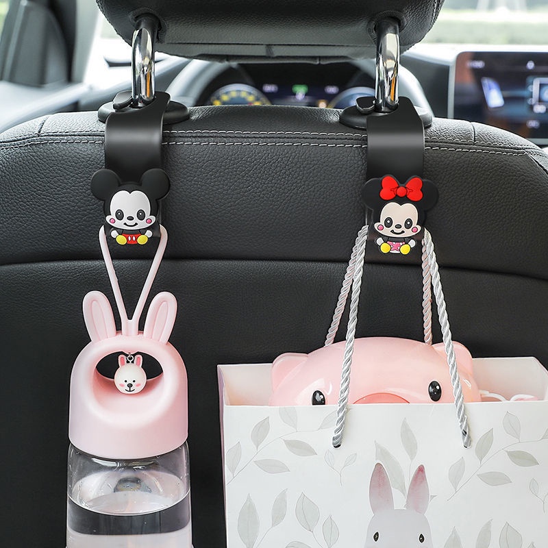 Kait Penggantung Taskantong Belanjaan Model Kartun Mickey Mouse Untuk Sandaran Kepala Jok Mobil