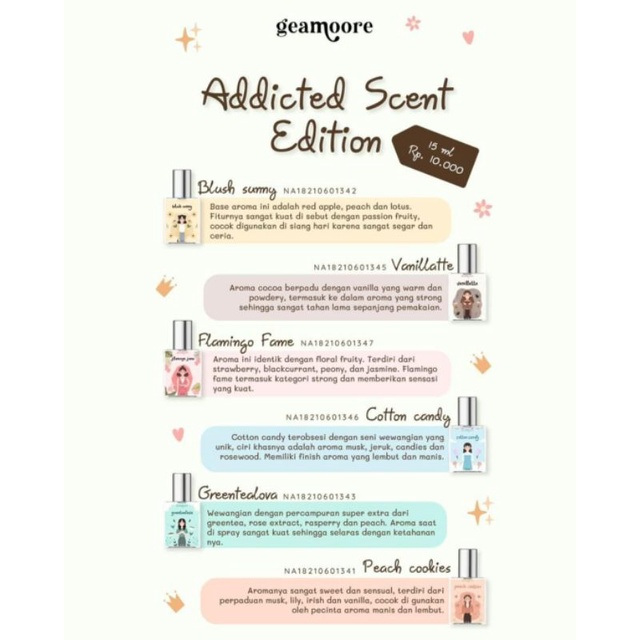 PARFUM GEAMOORE ADDICTED SERIES | WANGI TAHAN LAMA | SIZE 5ML DAN 15ML |