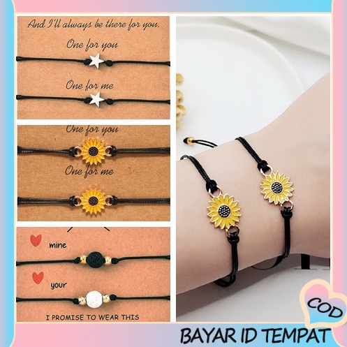 【A.one❤️COD】2 Pcs Gelang Korea Couple Fashion Uniseks Tali COD Persahabatan Anyaman Krisan Bunga Matahari  Bracelet