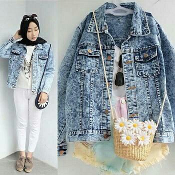 JAKET ZARA ACID WASH Jaket Jeans Cewek Modern Jaket Jeans wanita