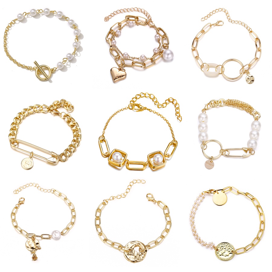 2021 Trend Punk Gold Big Thick Chain  Bracelet for Women Men Fashion Snake Mascot Pearl Charm Bracelets Bangles Jewelry Accessories Gift