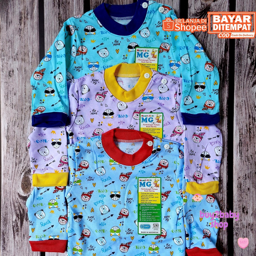 Baju bayi kaos lengan panjang moms gift full print motif Moms Gift usia 0-24 Bulan 3 kaos