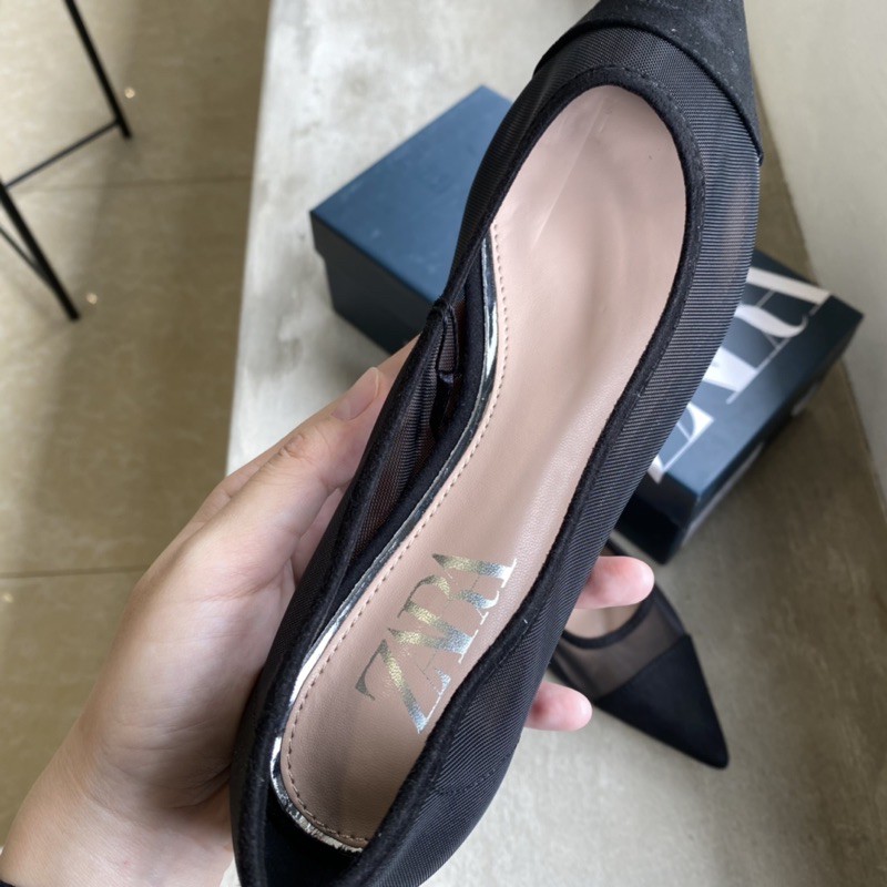 ZR SHOES : MESH BLACK FLATSHOES
